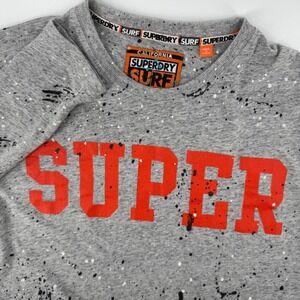 Superdry California Surf Co Long Sleeve T-Shirt Mens XXL Gray Paint Splatter